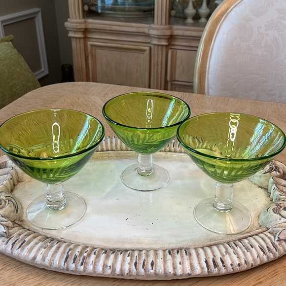 Tropic-Green by Michael Weems Margarita/Sherbert Glasses (3) - Picture 2 of 10